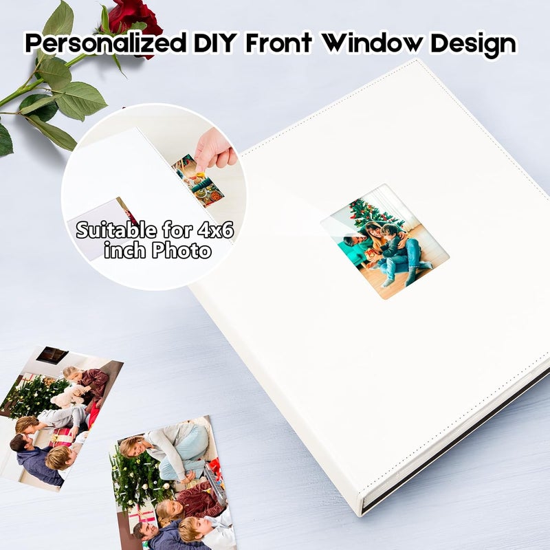 Aevdor 1000 Pockets Photo Album 4x6, Extra Large Capacity Leather Cover Wedding Family Picture Book Holds 1000 Horizontal and Vertical Picture, Acid-free Pages 4x6 Photo Album with Front Window, White - Image 4